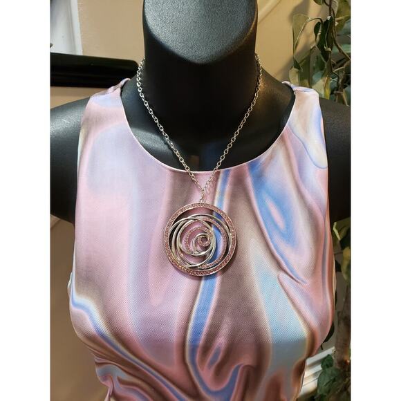 Tic Toc Dress Women Large Pink Multicolor Swirl Cutout Bodycon Sleeveless - Picture 9 of 12